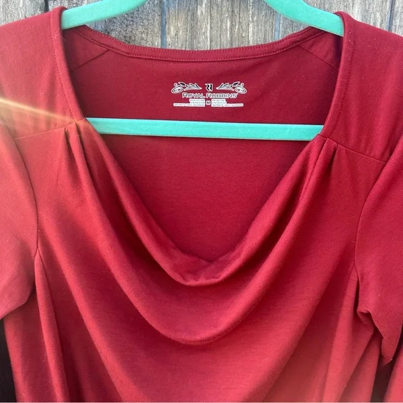 Royal Robbin’s Essential Tencel Cowl Neck Long Sleeve Tee Shirt Brick Re… - Picture 6 of 9